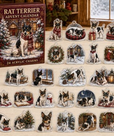 Rat Terrier Holiday Advent Calendar — 24 Acrylic Dog Charms, Christmas Countdown Ornaments & Gift For Rat Terrier Lovers