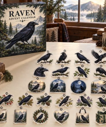 Raven Holiday Countdown — 24 Premium Acrylic Raven Charms For Advent, Ornaments & Gifts , Perfect Birdwatcher Collectible Set