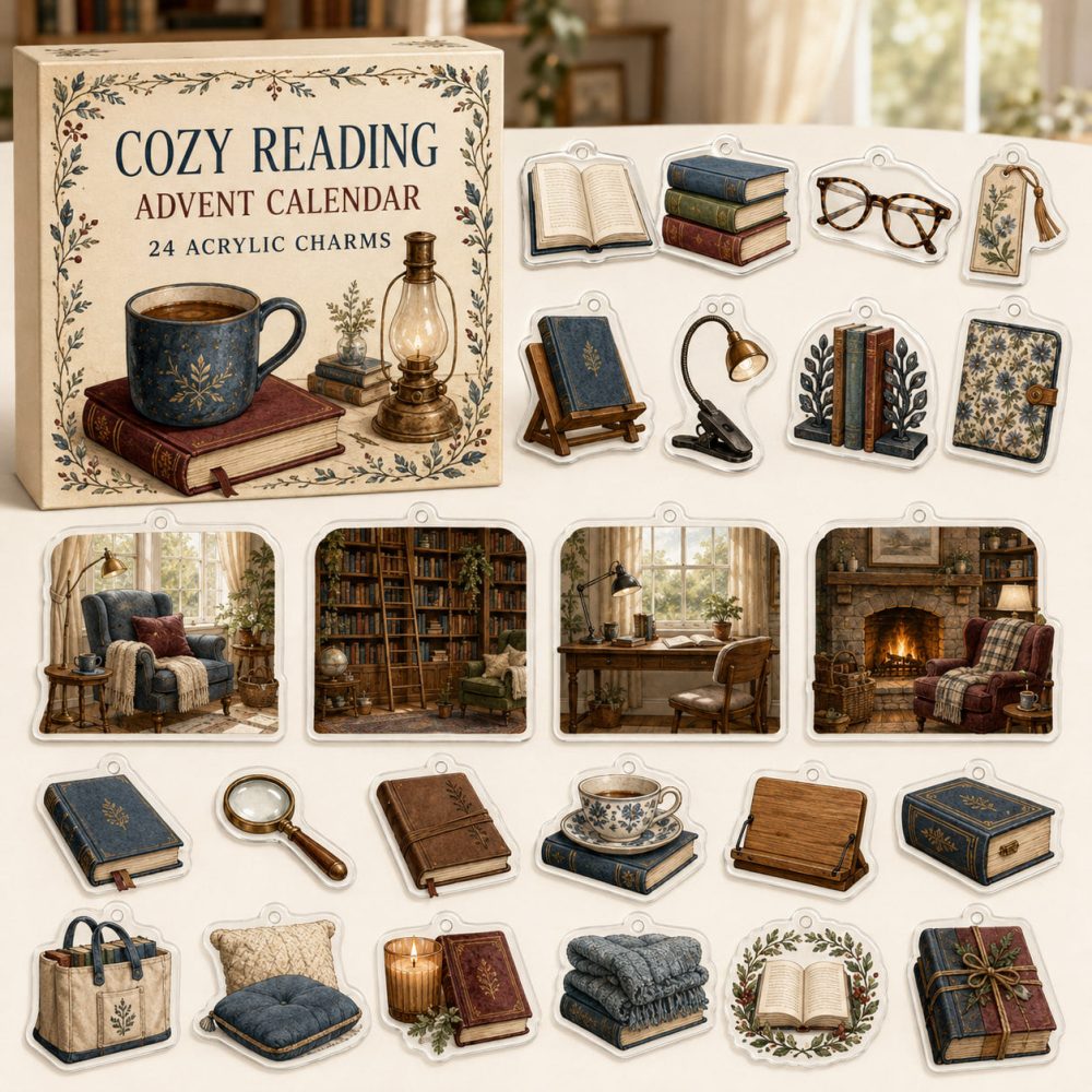 Reading Accessories Advent Calendar — 24 Acrylic Bookish Charms For Readers, Booklovers & Stationery Fans , Gift Set