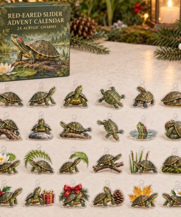 Red-Eared Slider Advent Calendar - 24 Acrylic Charm Surprises, Turtle-Themed Holiday Countdown Gift For Reptile Fans