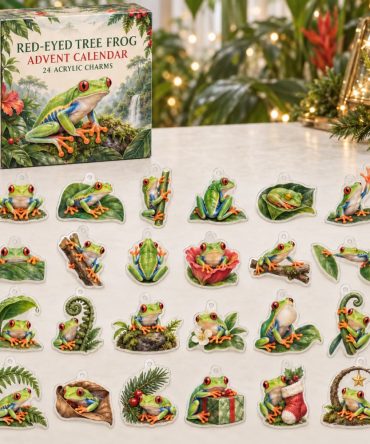 Red-Eyed Tree Frog Countdown Calendar — 24 Vibrant Acrylic Frog Charms, Tropical Reptile-Themed 2026 Holiday Gift & Collectible