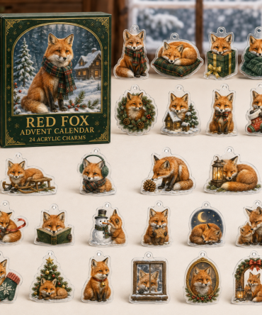 Red Fox Festive Countdown Pack — 24 Acrylic Charm Advent Set For Fox Fans, Charming Holiday Ornaments & Giftable Surprises