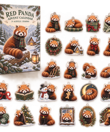 Red Panda Holiday Countdown Pack — 24 Acrylic Charm Collection For Cute Animal Fans, Charming Advent Ornaments & Gift Set