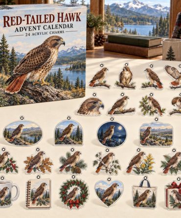 Red-Tailed Hawk 24-Day Countdown — Premium Acrylic Red-Tailed Hawk Charms For Advent, Ornaments & Gifts , Birdwatching Gift Set