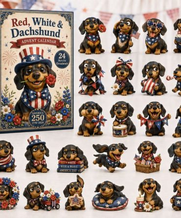 Red & White Dachshund Advent Calendar 2026 — 24-Day Acrylic Charm Countdown Featuring Festive Sausage Dog Designs, Charming Holiday Gift