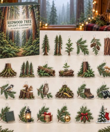 Majestic Redwood Holiday Advent Calendar - 24 Nature-Inspired Acrylic Charms, Reusable Keepsake For Tree Lovers & Collectors