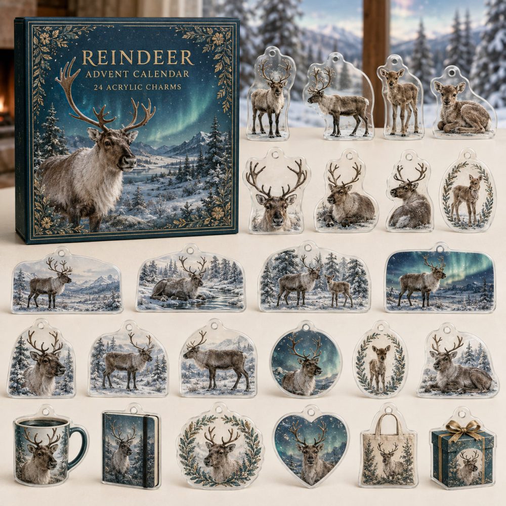 Reindeer Festive Countdown Calendar — 24 Classic Acrylic Charms For Christmas Decor, Advent Surprises & Holiday Gift Giving