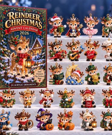 Reindeer Holiday 24-Day Advent Countdown — Acrylic Reindeer Charms, Family-Friendly Christmas Calendar & Gift Set 2026