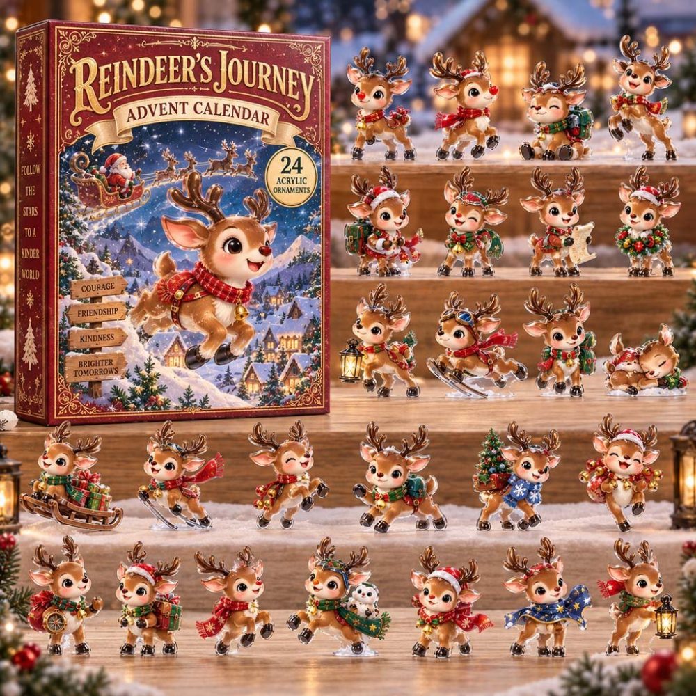 Reindeer Journey Christmas Advent Calendar - 24-Day Holiday Countdown With Acrylic Charms, Rustic Winter Decor & Gift