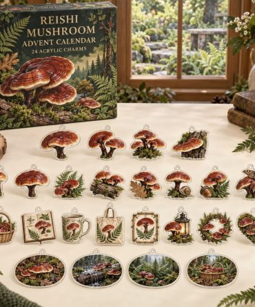 2026 Reishi Mushroom Advent Countdown — 24 Acrylic Fungi Charms, Wellness-Inspired Holiday Decor & Gift Calendar