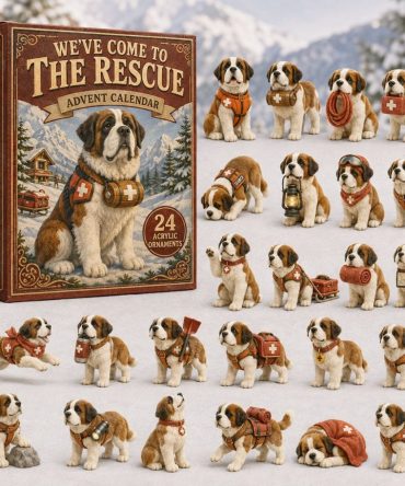 2026 Saint Bernard Rescue Advent Countdown — 24-Day Acrylic Charm Set, Cute Dog Lover Holiday Gift & Collectible Stocking Stuffer