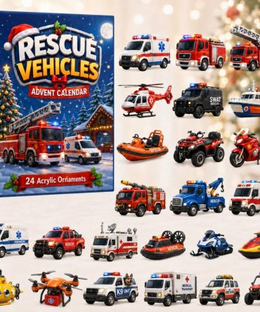 Limited Edition 2026 24-Day Rescue Vehicles Advent Calendar — Acrylic Charm Collectible Set, Holiday Countdown Gift For Kids & Adults
