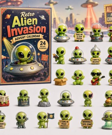 Retro Alien Invasion Sci‑Fi Advent – 24 Acrylic Charms 2026 Countdown Calendar, Vintage Space-Themed Gift