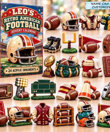 2026 Retro Football Advent Calendar - 24-Day Vintage American Football Acrylic Charms, Nostalgic Sports Gift