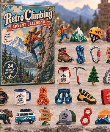 Retro Climbing Collector'S Advent Calendar 2026 — 24 Vintage Mountaineering Acrylic Charms, Unique Gift For Climbers & Outdoor Collectors