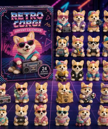 2026 Retro Corgi Vintage-Style Advent Calendar — 24 Retro Acrylic Dog Charms, Nostalgic Corgi Collectibles & Holiday Countdown Gift Set