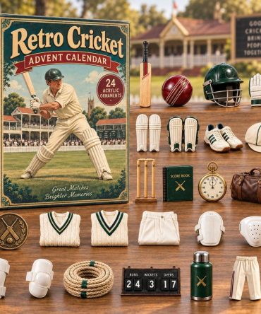 Retro Cricket Memorabilia Advent — 24-Day 2026 Vintage-Inspired Acrylic Charm Countdown For Cricket Fans, Collectibles & Sporting Gifts