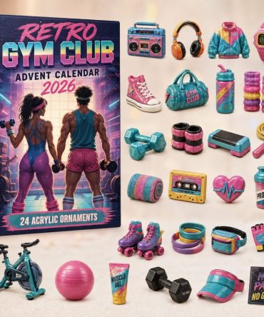 Retro Gym Club Advent Calendar 2026 — 24-Day Acrylic Fitness Charm Countdown , Retro Workout Gear Gift For Fitness Fans