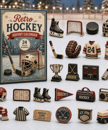 Retro Hockey Advent Countdown 2026 — 24 Vintage Acrylic Hockey Charms , Gift For Fans, Players & Collectors, Limited Edition