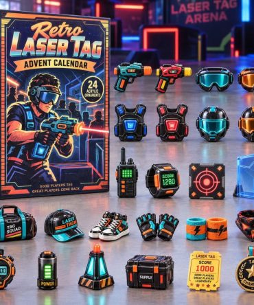 Retro Laser Tag Gamer Advent Calendar 2026 - 24-Day Nostalgia Countdown With Acrylic Charms, Fun Collectible Gift For Players