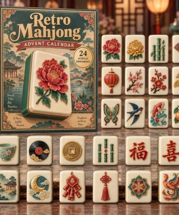 Retro Mahjong 24-Day Holiday Countdown Calendar 2026 — Vintage Tile Acrylic Charms, Daily Mahjong Gifts & Collectible Set