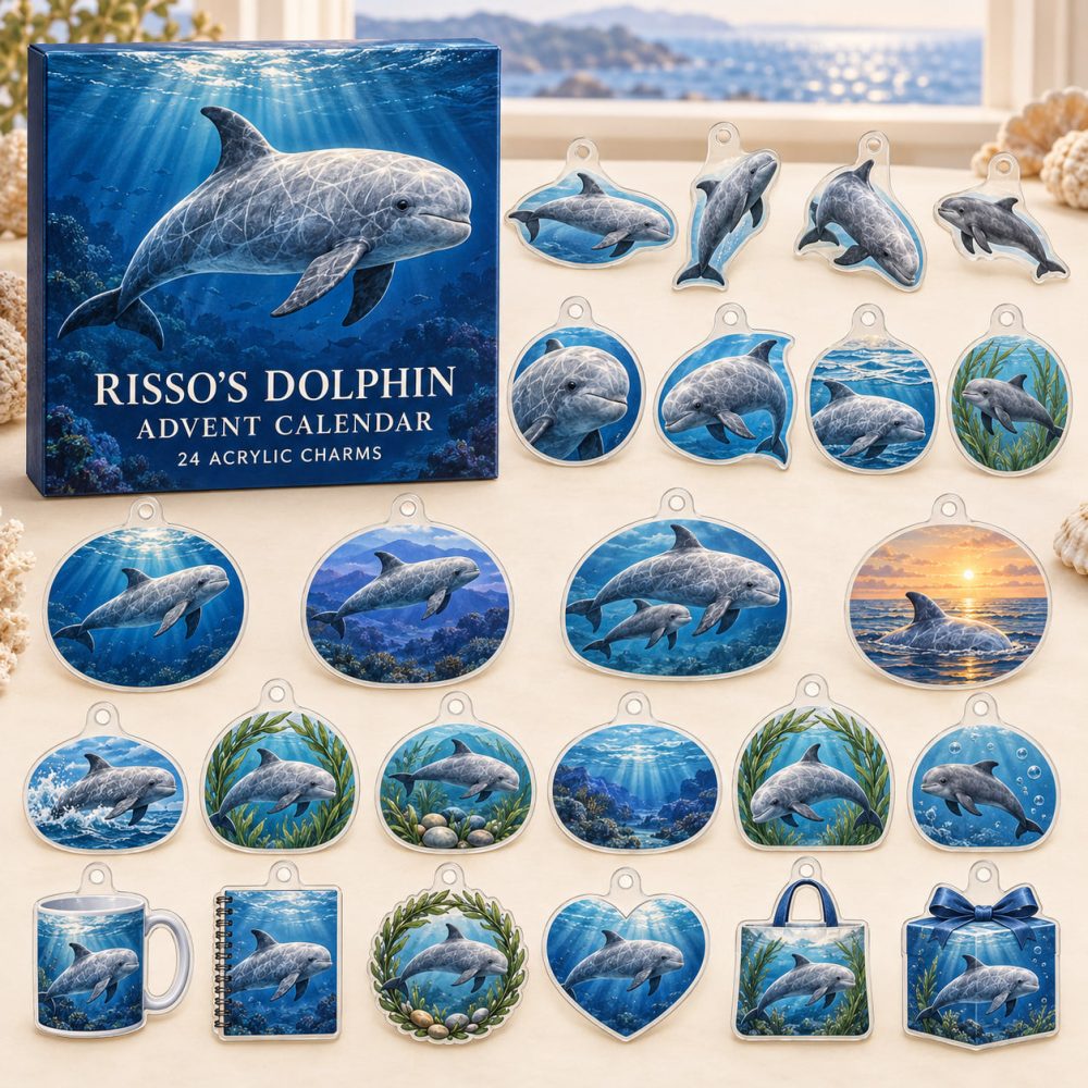 24-Day Risso Dolphin Acrylic Charm Advent Countdown — Premium Ocean-Themed Holiday Calendar Gift Set For Dolphin Collectors