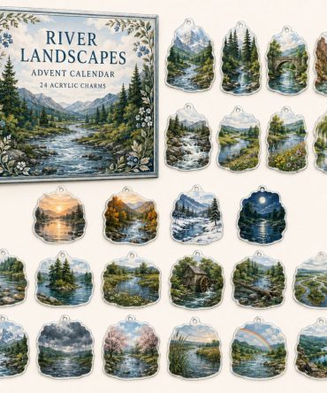 2026 River Landscapes Advent Calendar - 24 Day Countdown With 24 Acrylic Charms , Scenic Nature Holiday Gift