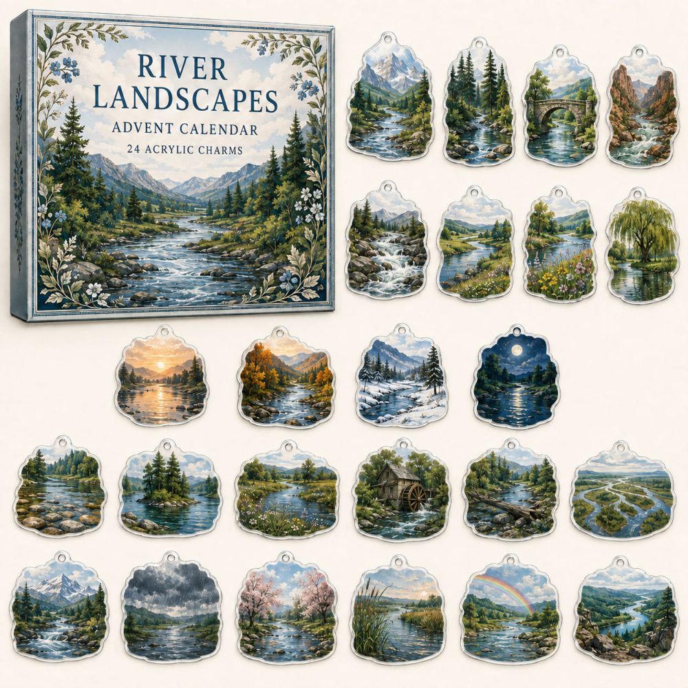 2026 River Landscapes Advent Calendar - 24 Day Countdown With 24 Acrylic Charms , Scenic Nature Holiday Gift