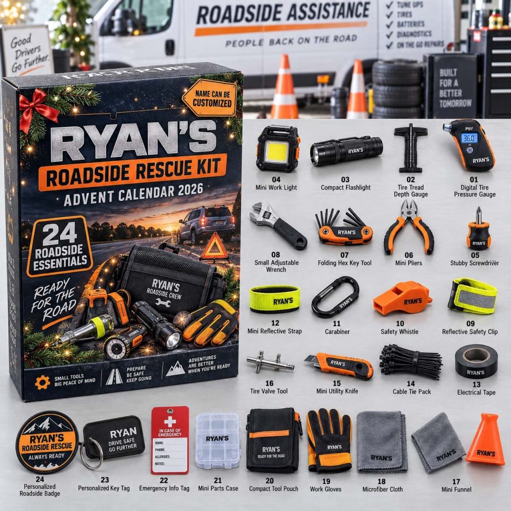Roadside Rescue Kit 2026 Emergency Countdown — 24 Acrylic Charms, Mini Tools & Survival Gear, Perfect Gift For Drivers And Mechanics