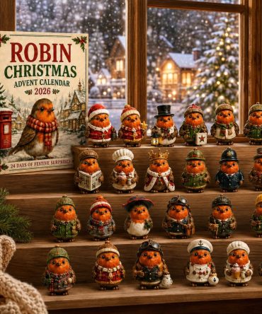 Christmas Robin Advent Calendar 2026 – 24-Day Festive Countdown With Illustrated Robin Acrylic Charms & Holiday Decor