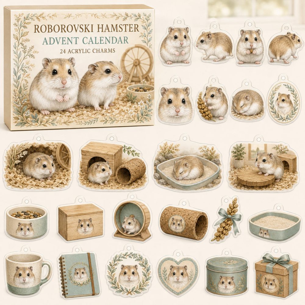 Roborovski Hamster 24-Day Holiday Charm Calendar - Acrylic Miniatures For Roborovski Fanatics , Cute Daily Reveal & Giftable Stocking Stuffer