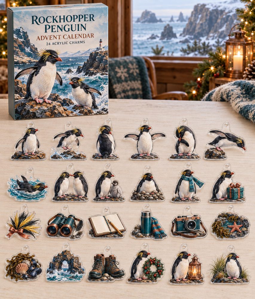 Rockhopper Penguin 24-Charm Antarctic Advent Calendar - Acrylic Penguin Charms, Playful Winter Countdown Gift 2026