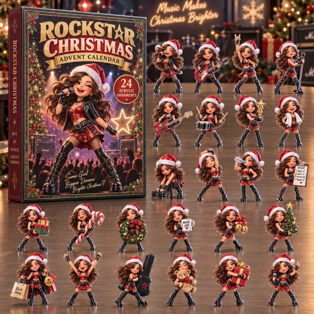 Electric Rockstar Christmas Countdown 2026 — 24-Day Advent With Guitar Acrylic Charms, High-Energy Holiday Gift For Music Fans