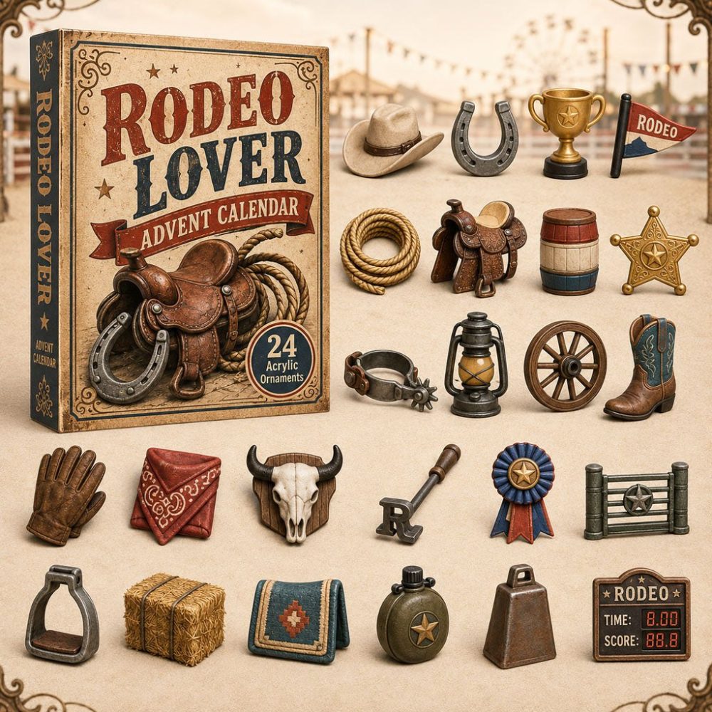 Rodeo Lover Advent Calendar — 24-Day Western Countdown With Acrylic Rodeo Charms, Cowboy & Cowgirl Holiday Gift For Equestrian Fans