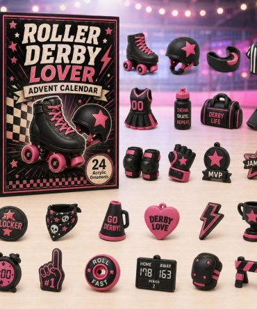 Roller Derby Rink Night Calendar — 24-Day Skates & Team Advent With Acrylic Derby Charms, Bold Holiday Gift For Skaters & Fans