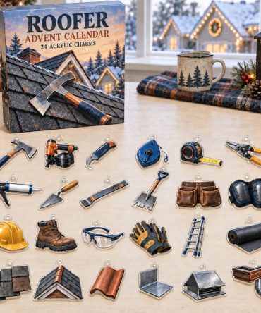 Roofer Trades 24-Charm Advent Countdown — Roofing Tools Acrylic Charms, Hardhat & Shingle Themed Holiday Gift For Roofers 2026