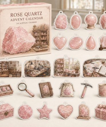 Rose Quartz 24-Day Charm Countdown — 24 Acrylic Rose Quartz-Style Charms In Gift Advent Box For Love, Jewelry & Crafts