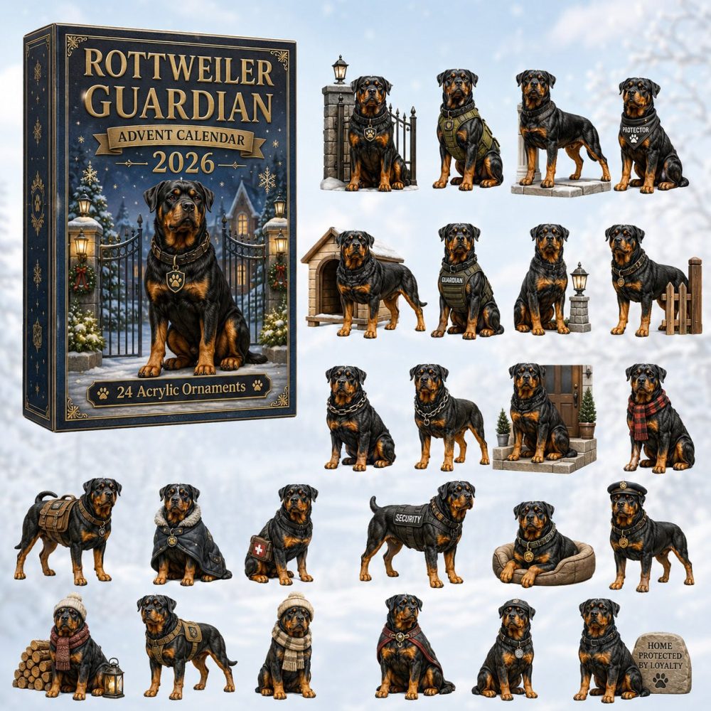 Rottweiler Guardian Holiday Calendar — 24-Day Advent With Protective Rottie Acrylic Charms, Ideal Keepsake Gift For Dog Owners