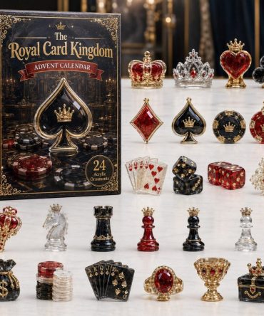 Royal Poker Kingdom Advent — 24-Day Card Game Countdown With Acrylic Poker Charms, Luxury Casino-Themed Holiday Gift For Players