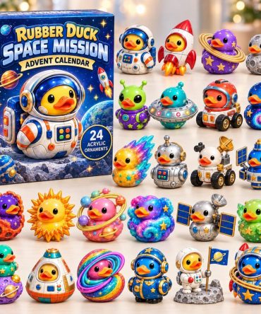 2026 Space Mission Rubber Duck 24-Day Holiday Countdown With Acrylic Charms — Collectible Kids Stocking Stuffer Set