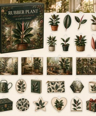 Rubber Plant 24-Day Acrylic Charm Holiday Countdown - Plant Lover Gift, Mini Charms & Home Decor