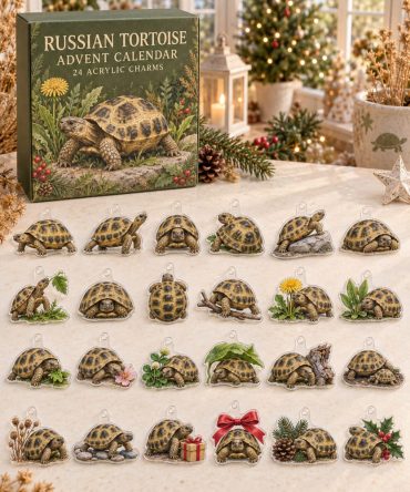 Russian Tortoise Advent Calendar - 24 Acrylic Charm Surprises, Tortoise-Themed Holiday Countdown Gift For Reptile Fans