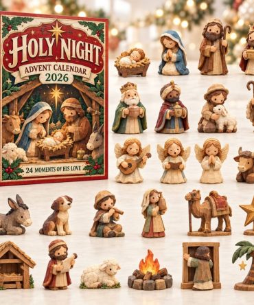 Rustic Manger Holy Night 2026 Advent Calendar — 24-Day Acrylic Charms Countdown, Farmhouse Nativity Decor & Christmas Gift