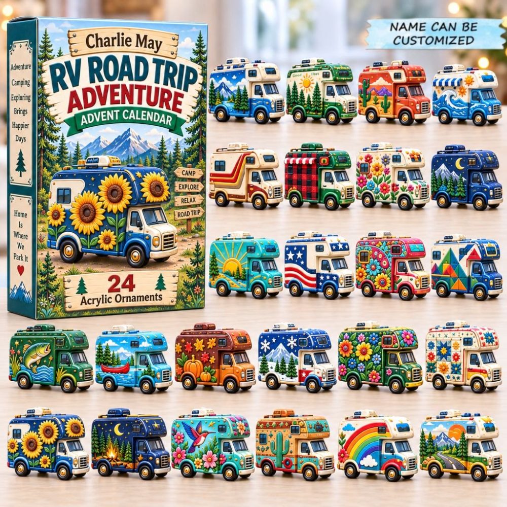 Rv Motorhome Adventure Countdown 2026 — 24 Travel-Themed Acrylic Charms For Road Trip Lovers, Camper Décor & Collectible Displays