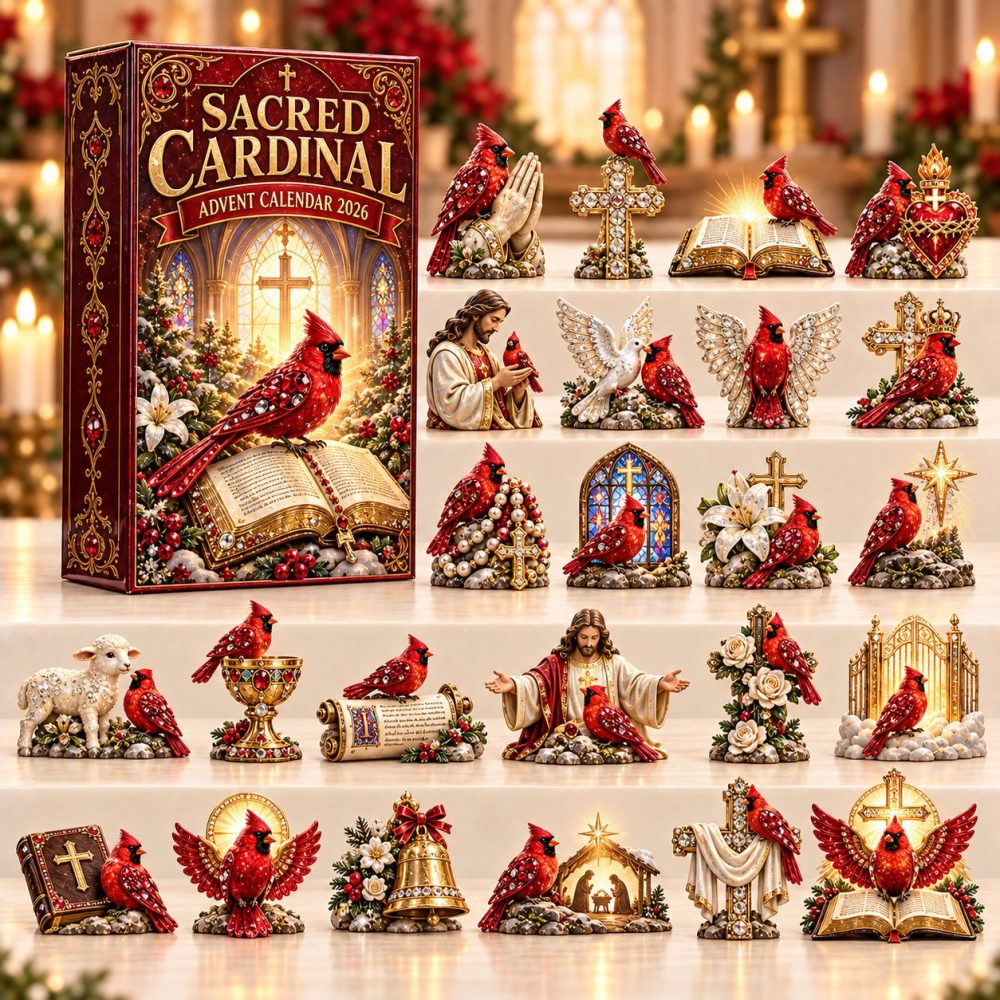 Sacred Cardinal 2026 Advent Calendar — 24 Acrylic Bird Charms, Ornithology Gift, Holiday Countdown For Bird Lovers