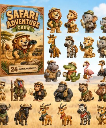 Safari Adventure Crew 24-Day Advent Countdown – 2026 Acrylic Charm Calendar, Explorer-Themed Gift Set