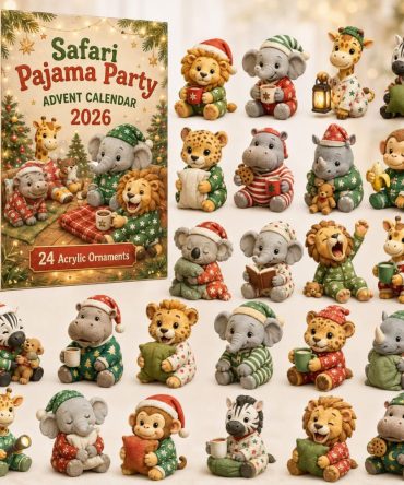 Safari Pajama Party Countdown Calendar – 24-Day 2026 Acrylic Charm Advent, Cozy Sleepover Gift For Kids
