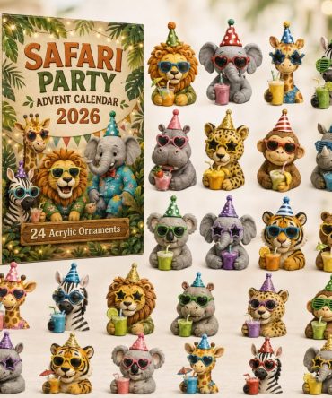 Safari Party Adventure Advent Calendar – 24 Acrylic Charms 2026 Countdown, Party Favor Gift For Kids & Fans