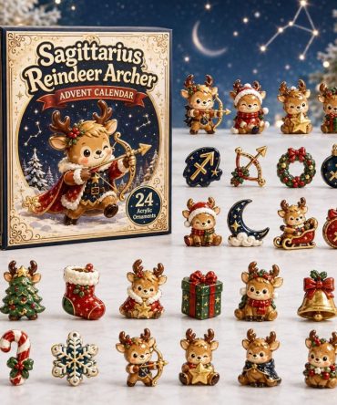 Sagittarius Reindeer Zodiac Charm Advent – 24-Day 2026 Acrylic Countdown Calendar, Astrology Gift Set