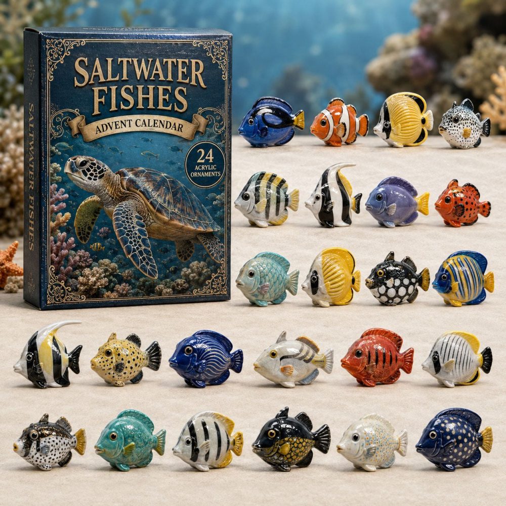 Saltwater Fish Advent Calendar — 24-Day Ocean Countdown With Acrylic Sea Creature Charms, Nautical Holiday Gift For Kids & Adults
